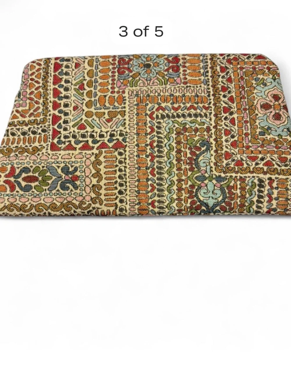 Embroidered Multicolor Decorative Clutch with Gold Tassel